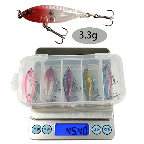 5 stk Fiskesluk Ferskvann Havfiske Floating Minnow hardt agn med rangle Multicolor