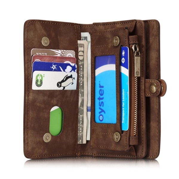 CASEME iPhone 8 / 7 / SE Retro Split läder plånboksfodral - Brun Brun