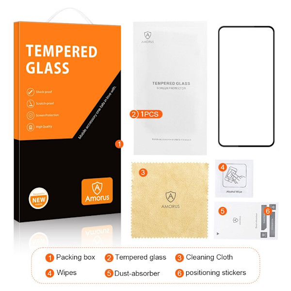 AMORUS Skjermbeskytter i glass for Pixel 9 Pro XL Transparent