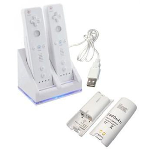 Kompatibel med Wii ladestativ Bluelight ladestasjon White