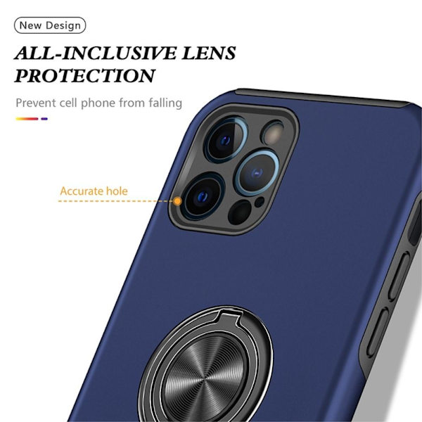 iPhone 14 Pro Max Finger Ring Kickstand Hybrid Case - Blue Blue