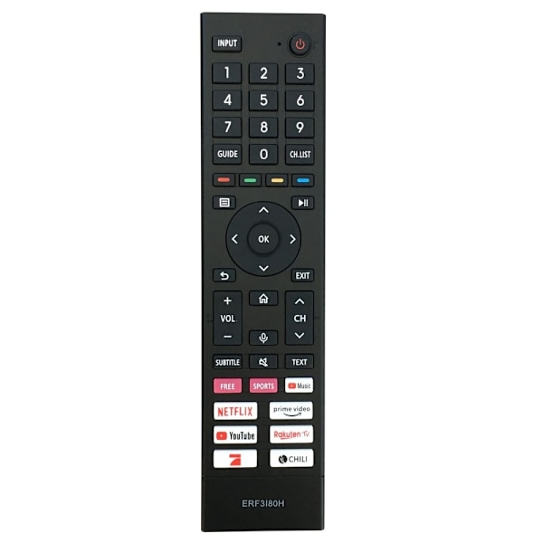 TV-fjernkontroll erstatning for ERF3I80H for Hisense TV Black