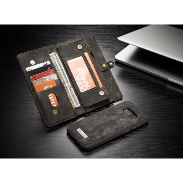 CASEME Samsung Galaxy S8 Retro läder plånboksfodral - Svart Svart