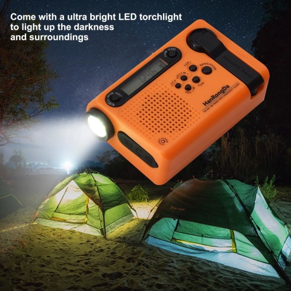 Hätäradio LED-taskulamppu 2000mAh akku Käsikampi Solar Green