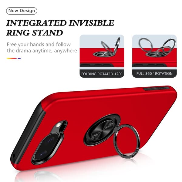 Til Pixel 10a Deksel Hybriddeksel med Finger Ring Red
