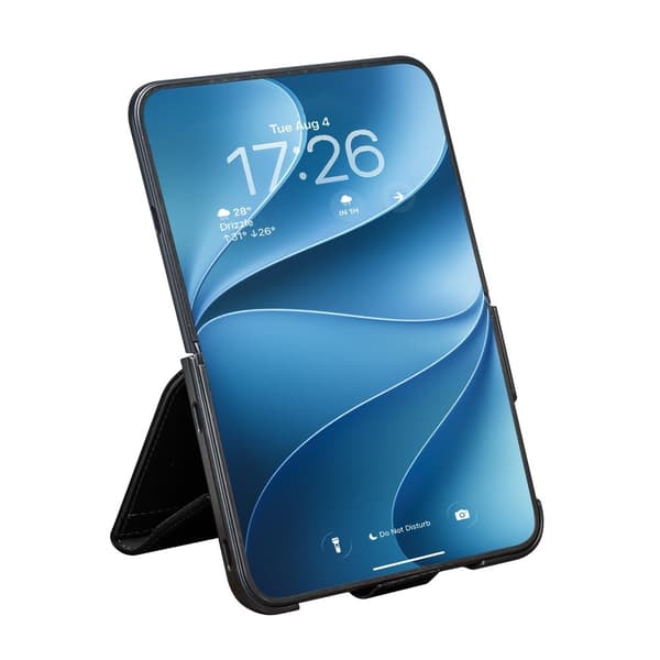 QIALINO Telefonplånboksfodral i läder för iPhone Duo Svart