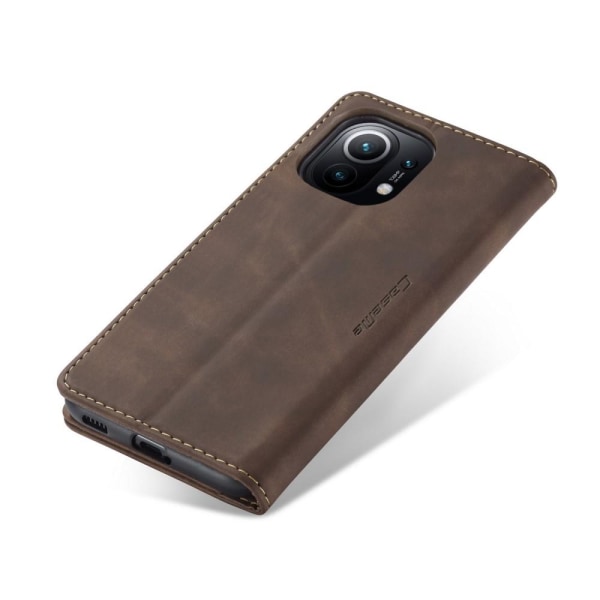 CASEME Retro tegnebog taske til Xiaomi Mi 11 - Kaffe Brown