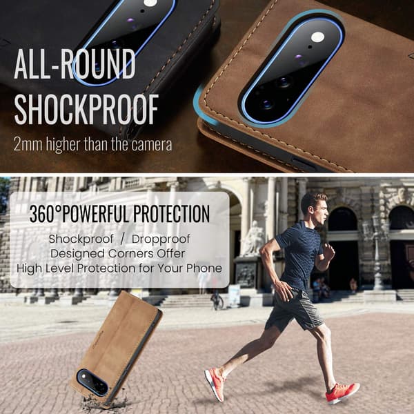 CASEME Lommebokdeksel med Stativ til Google Pixel 11 Pro XL Brown