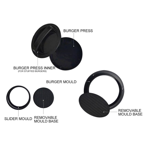 3 i 1 fyldte Burger Hamburger Mold Maker Sliders Køkkenudstyr Black