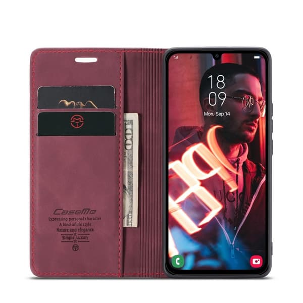 CASEME Retro Lompakkokotelo Samsung Galaxy A16 Red
