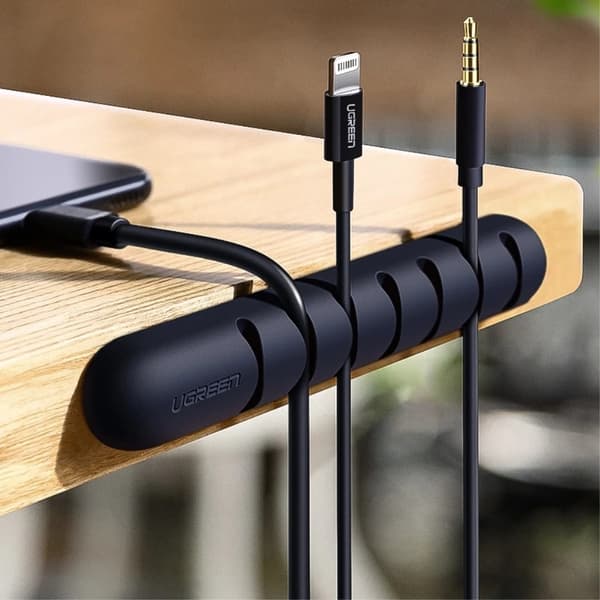 2 stk 7 slots Selvklæbende kabelhåndtering Organiser dine kabler Ledningsholder Black