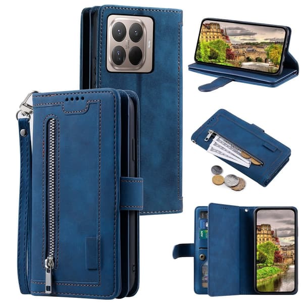 Til Xiaomi 17T Pro Pungcover Zipper Wallet Blue