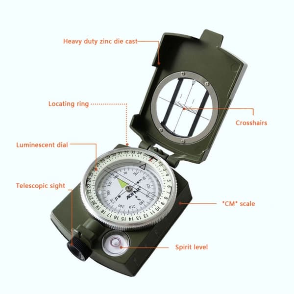 Kompass AOFAR Metall Utendørs Vandring Camping Fluorescerende Green one size