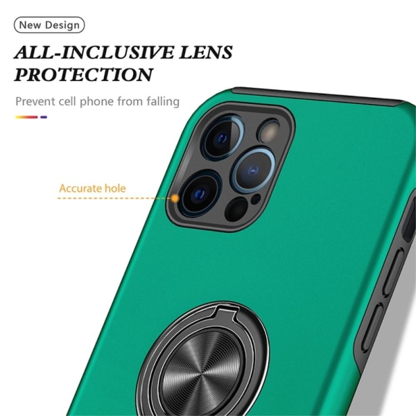 iPhone 14 Pro Max Fingerring Kickstand Hybrid Taske - Grøn Green