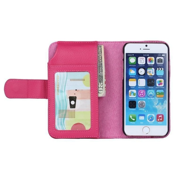 Iphone 6 4,7" Pung-etui med 6 kortpladser PINK Pink
