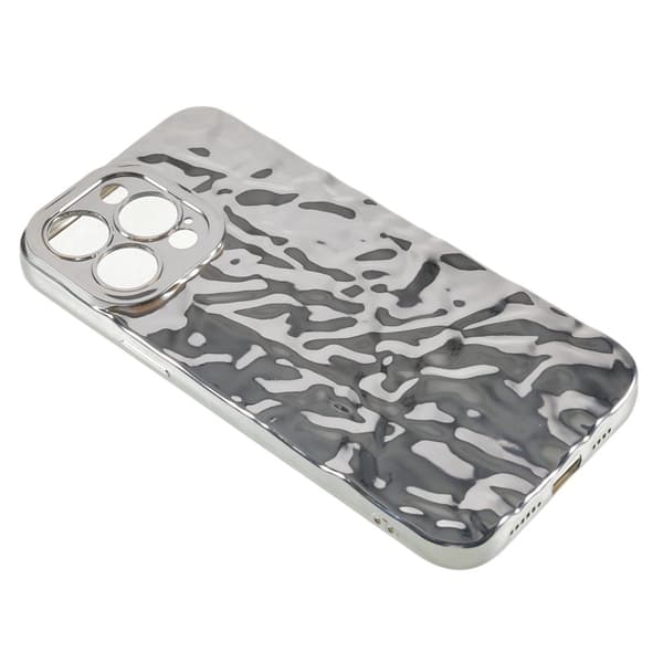 Til iPhone 15 Pro Max TPU Etui Elektroplating Rynket Ujævn Telefon Cover Silver
