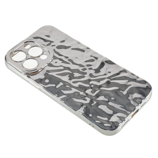 TPU-etui for iPhone 15 Pro Max med elektroplettering, rynket og ujevn overflate Silver