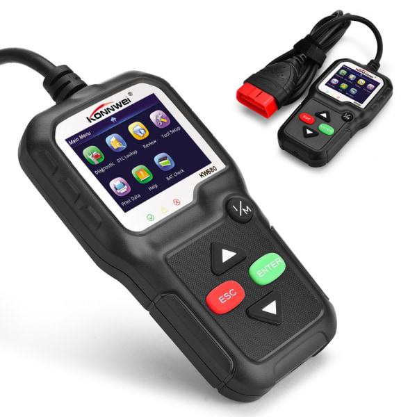 KONNWEI KW680 OBDII/EOBD Scanner OBD2 CAN-buskodelæser - sort