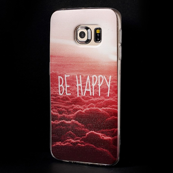 Samsung Galaxy S6 EDGE TPU skal Be Happy Lila