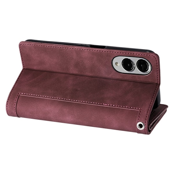 Til Samsung Galaxy S25 Edge Etui med Lynlåslomme og 9 Kortlommer Red