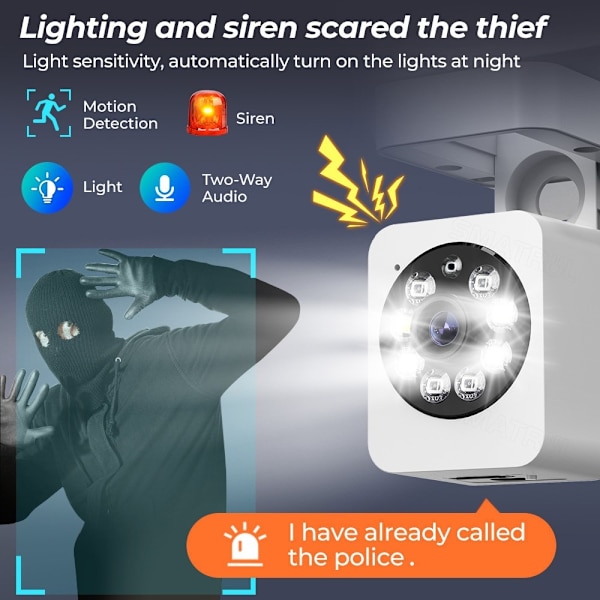 Smart Home Security Human Monitor 1080 HD langaton WiFi-kamera White