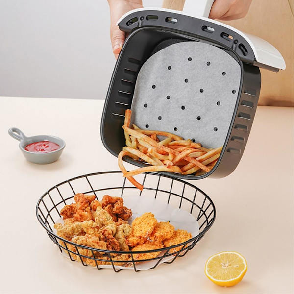 100 stk/30 cm non - stick engangs luftfrituregryde til madlavning White