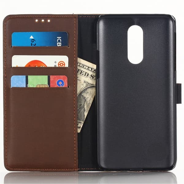 Retro Style Wallet Stand Kansi - OnePlus 7 - Coffee Brown