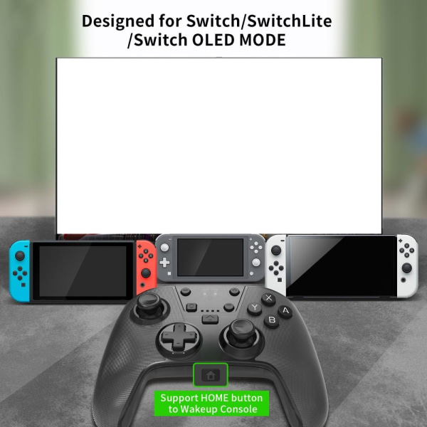 Trådløs spilcontroller Nintendo Switch/Lite/OLED/PC/Steam Deck Black