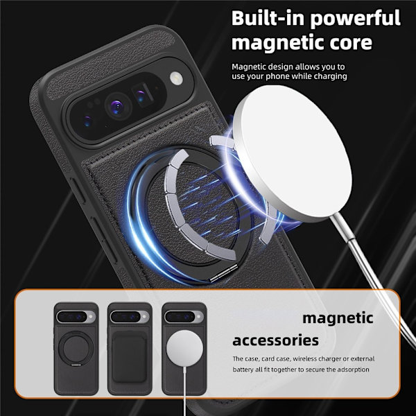 Magnetisk bagsidecover med ringstand til Google Pixel 10 Pro / Pixel 10 Black