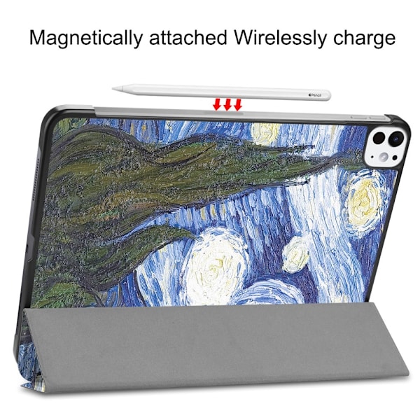 Til iPad Pro 11 (2024) Etui Tre-fold Stativ Tablet Cover - Painting Multicolor