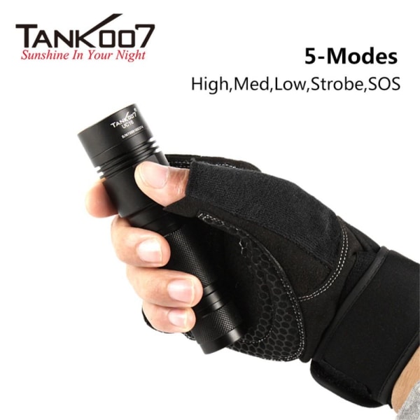TANK007 UC16 700 Lumens USB Rechargeable Flashlight Black