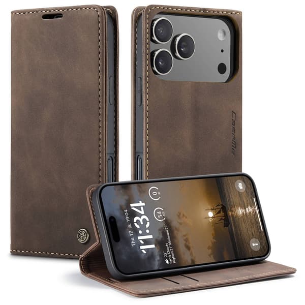 CASEME Lommebok-deksel iPhone 17 Pro - Kaffe Dark brown