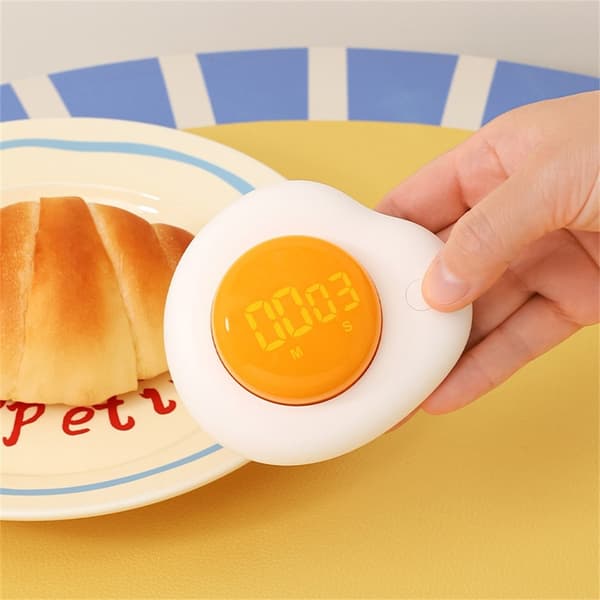 Magnetisk egg Timer kjøkkentimer med forover/bakover-modus matlaging studie arbeid White