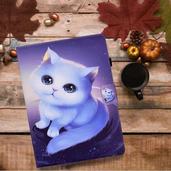 Apple iPad 10.9 2022 Sammenleggbart dekselkortholder - Katt White