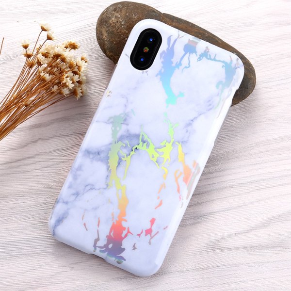 IMD Marble Pattern Plated TPU Back Case for iPhone X  - White Multicolor