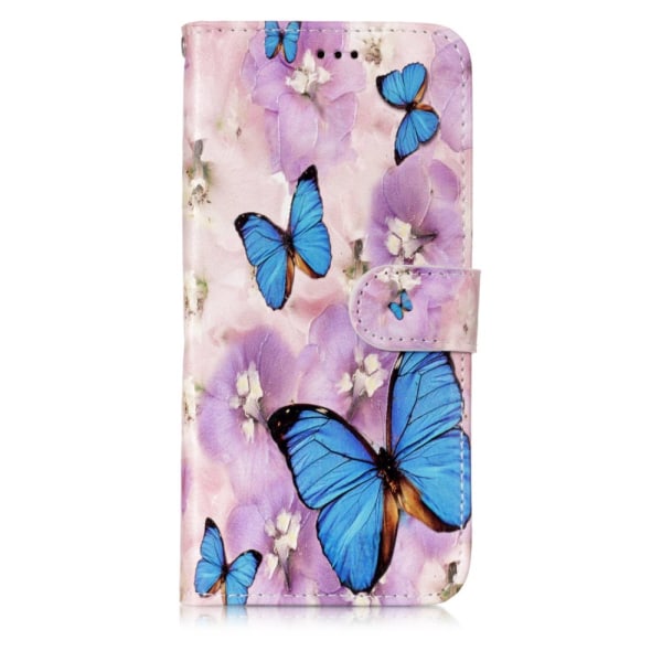 Samsung Galaxy S9 Plus Pung Taske - Blå Sommerfugl og Blomst Multicolor