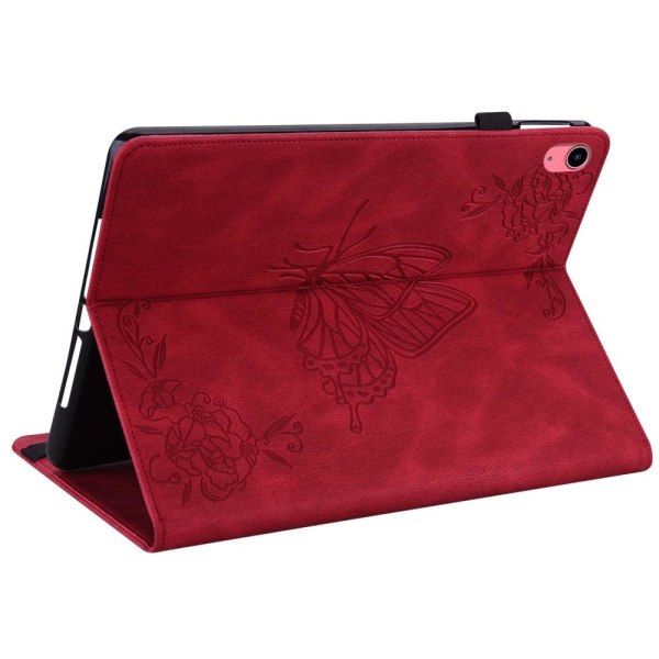 Til iPad 10.9 (2022) Tabletetui Cover Buterfly Imprinting - Rød Red