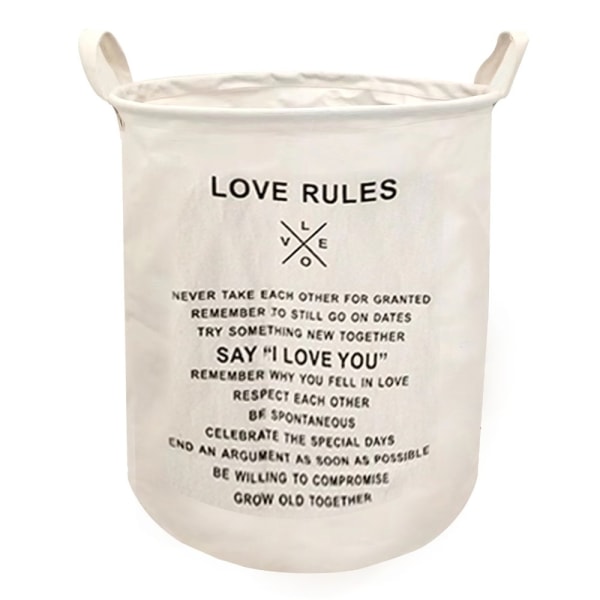Sammenklappelig Tøjkurv Vasketøjskurv med håndtag - Love Rules White