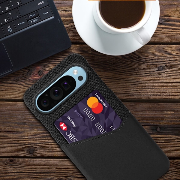 Google Pixel 9 / 9 Pro KSQ -kotelo korttipaikalla Black