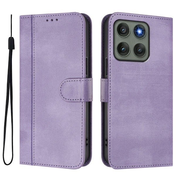 Motorola Edge 60 Pro 5G Suojakotelot Lompakko Teline Retrokuvio Nahkainen Purple