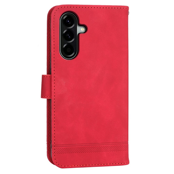 DIERFENG For Samsung Galaxy A57 5G Wallet Case with Stand and Wrist Strap Red