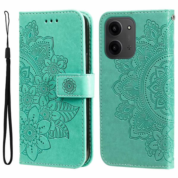Til Xiaomi Redmi 15C Stand Cover Mandala Tegnebogsetui Green