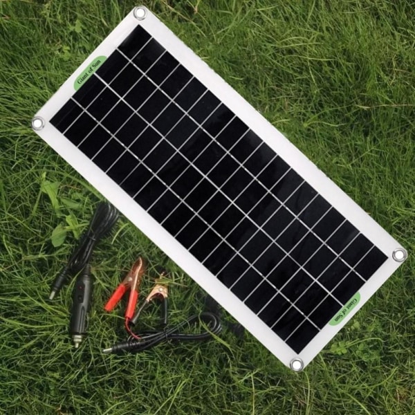 30W Bärbar Solpanel Solar Charge Controller för Camping Bil Båt Black