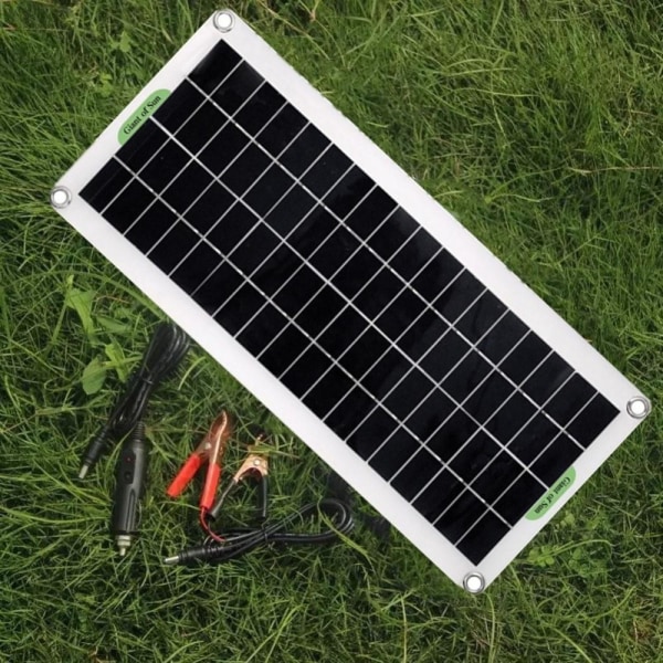 30W Bärbar Solpanel Solar Charge Controller för Camping Bil Båt Svart