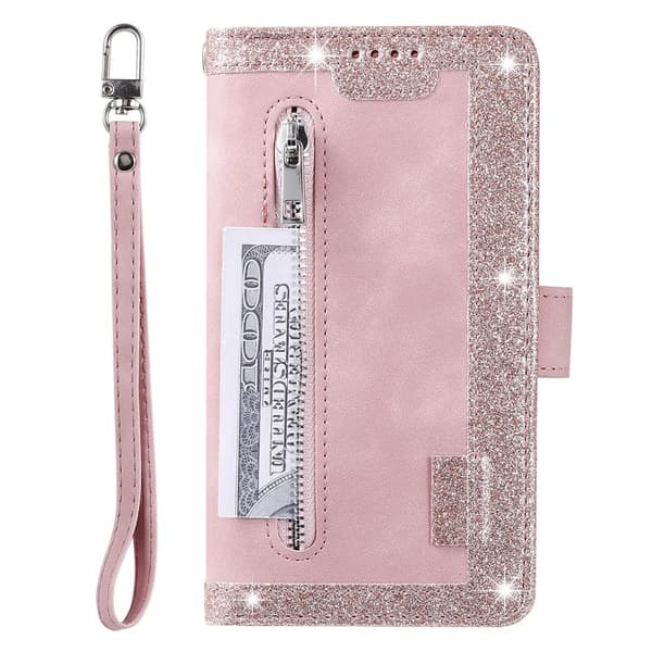 Mobilcover med kortlommer og håndledsrem til Nothing Phone (4b) Pink