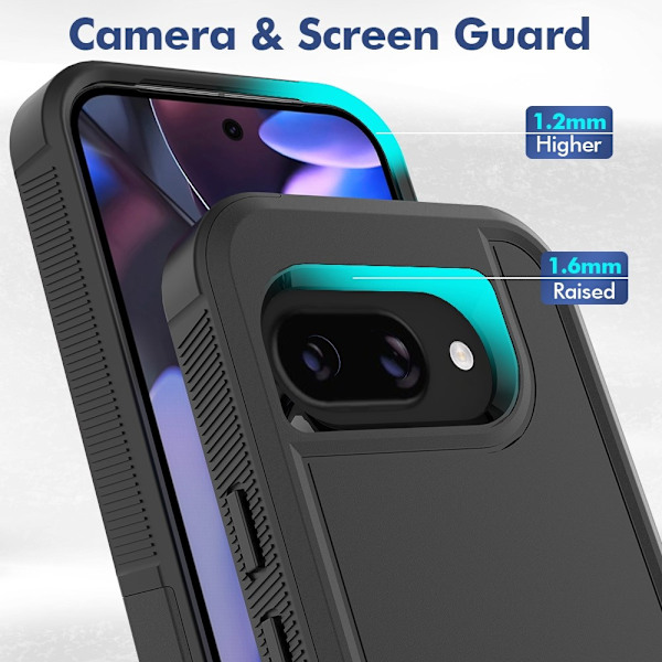 Til Google Pixel 9a Etui 2 i 1 PC + TPU Stødsikkert Cover Sort Black