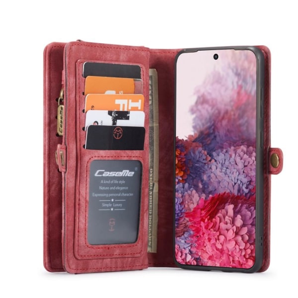 CASEME Samsung Galaxy S20 Retro läder plånboksfodral - Röd Röd