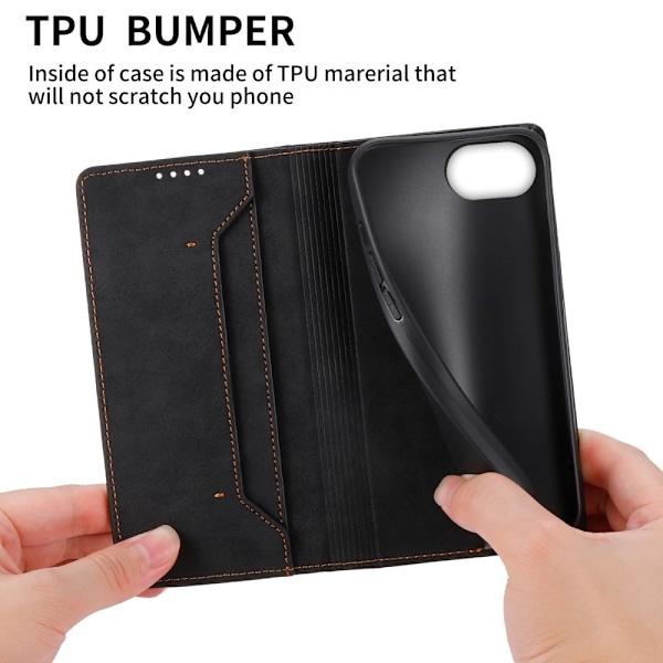 Til iPhone 17e / 16e cover magnetisk lukning fliptelefoncover - Sort Black