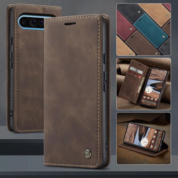 CASEME För Google Pixel 10 Pro XL Fodral Stativ Telefonfodral Mörkbrun