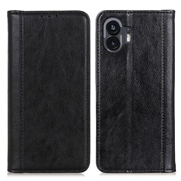 For Nothing-telefon (2) 5G tegnebogstativ telefoncover - sort Black